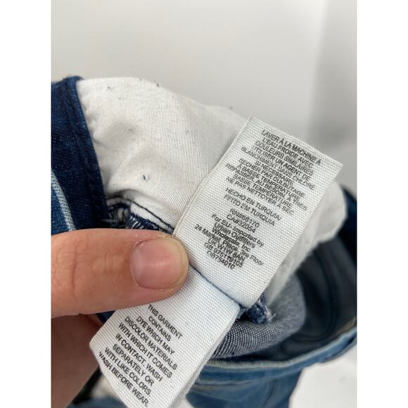 Free People High Rise Busted Ripped Knee Blue Skinny Jeans Size 28 - Picture 7 of 8